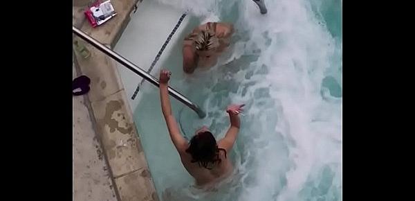  Caught naked girls in the pool.